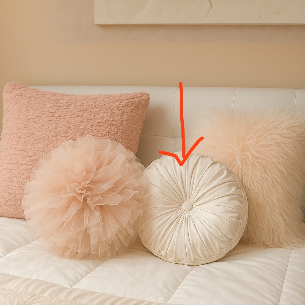 Simons Cream Satin Round Pillow